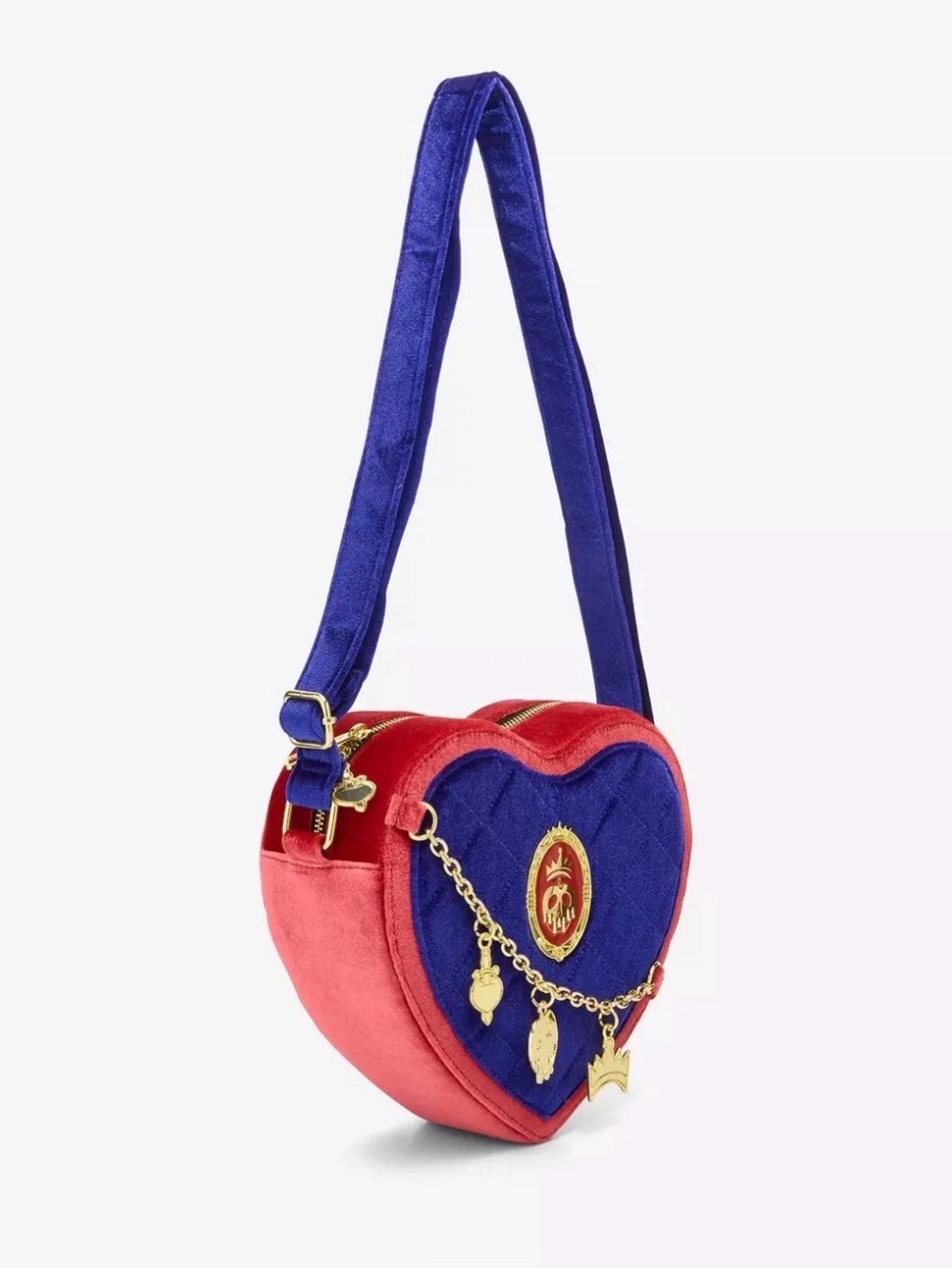 NEW Loungefly Disney SNOW WHITE & 7 Dwarfs EVIL QUEEN Velvet Heart Crossbody Bag - Picture 3 of 4